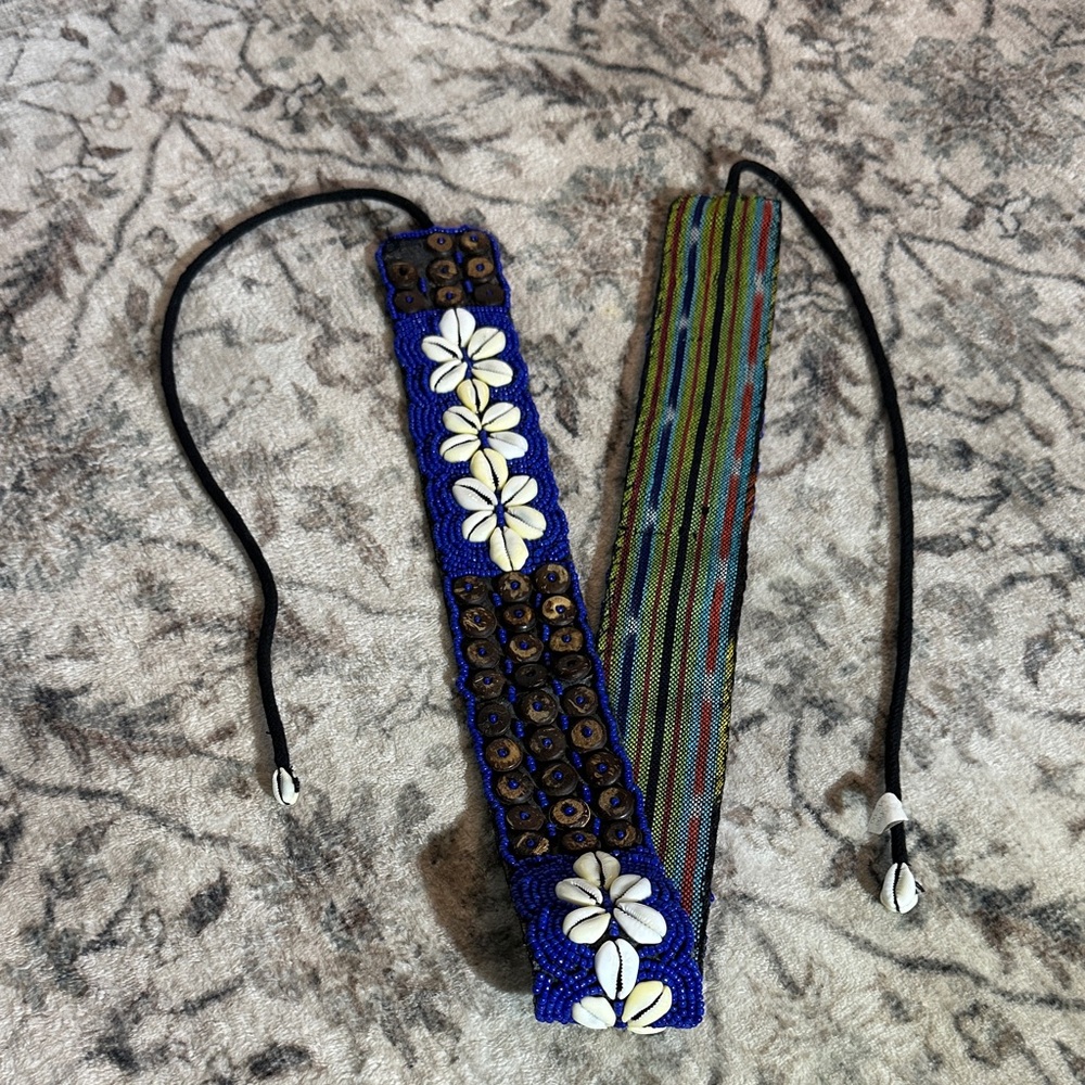 Blue and White Beaded Headband